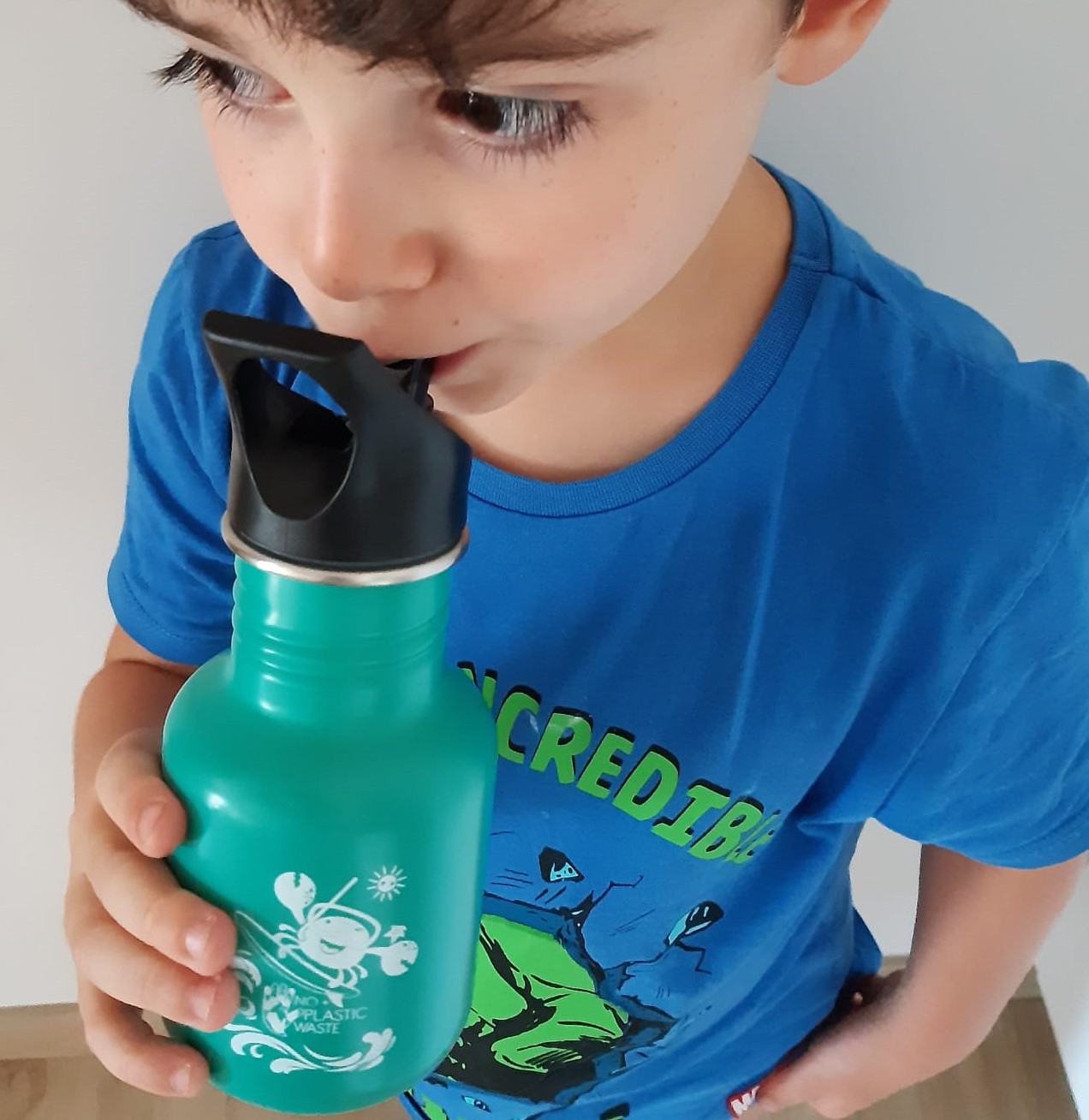 Botella de agua infantil (0,42 L), Botella pequeña sin BPA y sin  disolventes, botella transparente, botella de agua ecológica fácil de usar  kaili Sencillez
